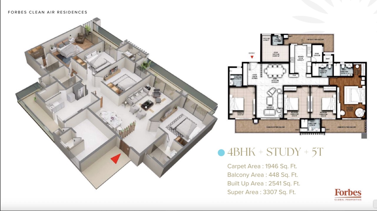 4 BHK + Study + 5T 3307 sqft